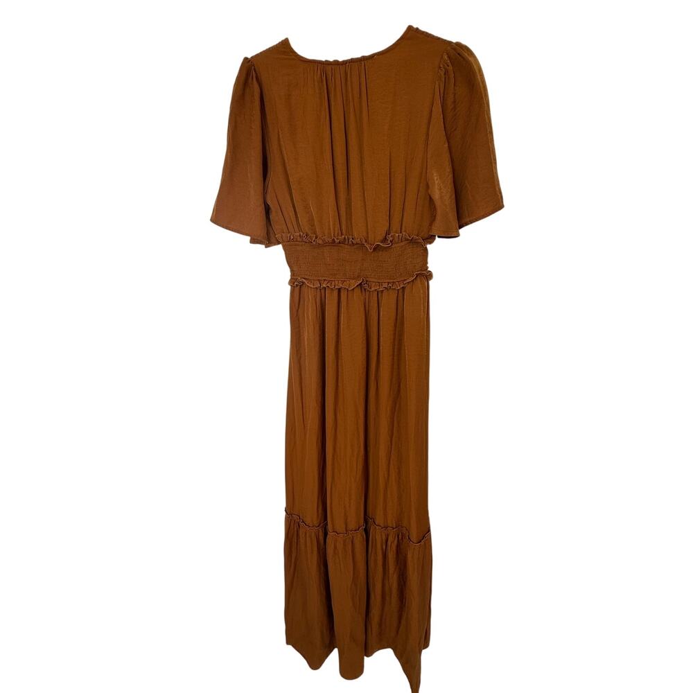 Baltic Born Jules Nutmeg Maxi Dress Small Smocked Flutter Sleeve Boho - Picture 3 of 9